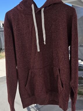 Men's Maroon Pullover Hoodie with White Drawcords